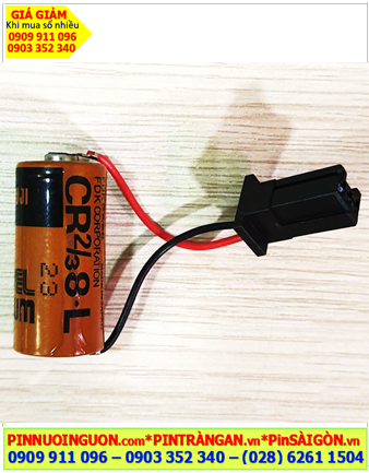 FUJI CR2/3 8.L (Zắc FANUC), Pin nuôi nguồn PLC FUJI CR2/3 8.L lithium 3V 2/3A 1900mAh, Xuất xứ NHẬT 
